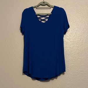 JM Collection Royal Blue Criss-Cross Top
